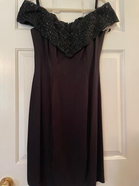Black Beaded One-Shoulder Women’s Dress